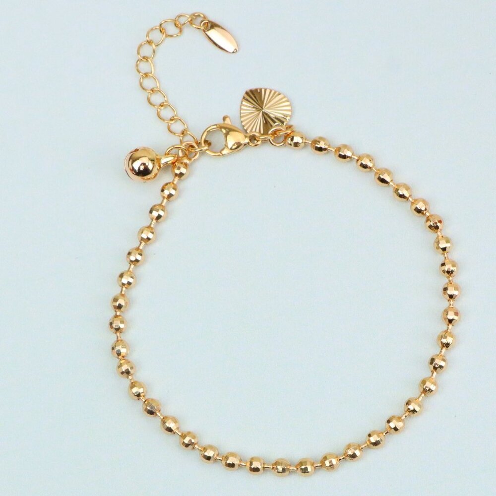"Elegant Rose Gold Ball Chain Anklet in High Quality Brass Finish, XPAL1044 - Picture 1 of 13